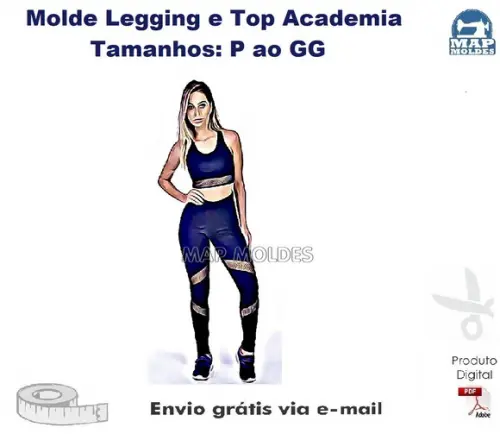 Molde Modelagem Conjunto Legging + Top Academia