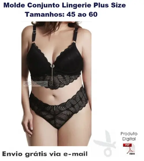 Molde Modelagem Conjunto Lingerie Plus Size Renda ref 51