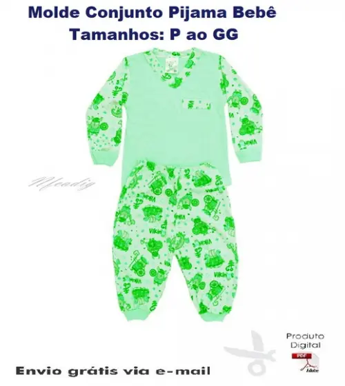 Molde Modelagem Conjunto Pijama Bebê P ao GG #169