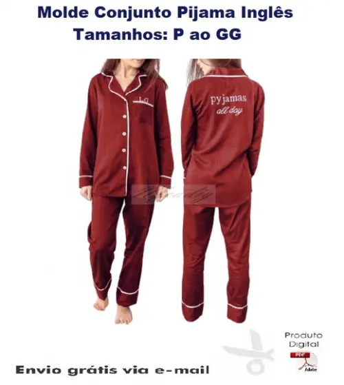 Molde Modelagem Conjunto Pijama Inglês #254