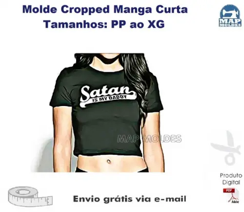 Molde Modelagem Crooped Manga Curta