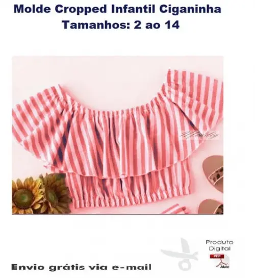 Molde Modelagem Cropped Infantil T. Que Caia Ciganinha #146