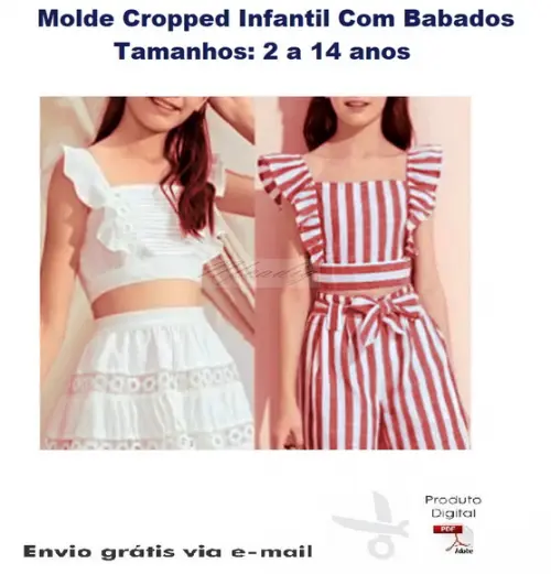 Molde Modelagem Cropped Infantil Com Babados #145