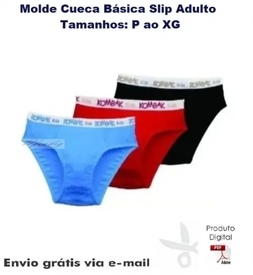 Molde Modelagem Cueca Básica Slip Adulto ref 52