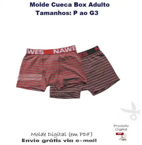 Molde Modelagem Cueca Box Adulto (P ao G3) #402
