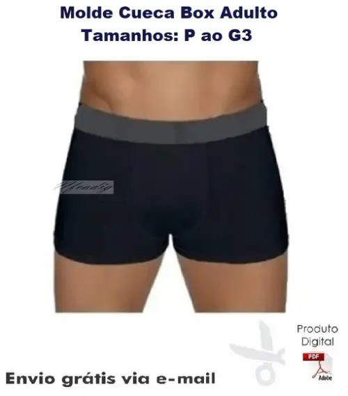 Molde Modelagem Cueca Box Adulto Pdf ref 53