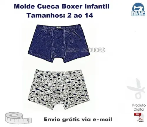 Molde Modelagem Cueca Box Boxer Infantil