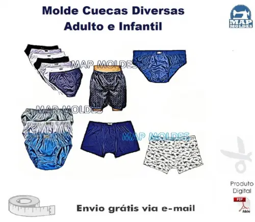 Molde Modelagem Cuecas Diversas Adulto e Infantil