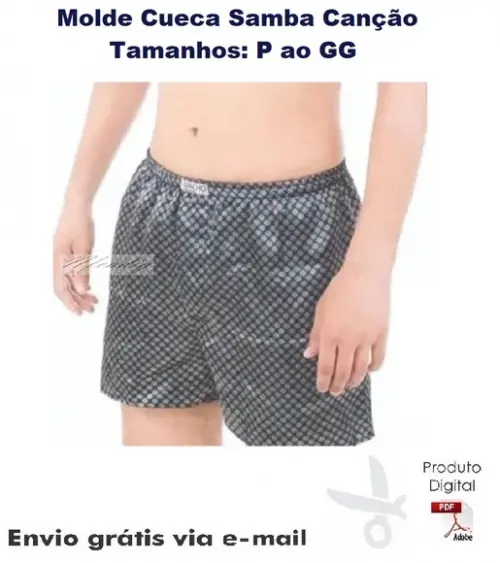 Molde Modelagem Cueca Samba Canção P ao GG ref 58