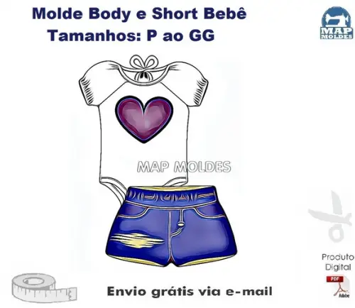 Molde Modelagem de Body com Short Bebê