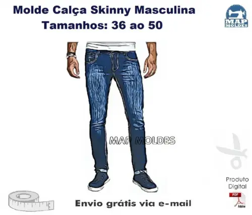 Molde Modelagem de Calça Jeans Skinny Masc Adulto