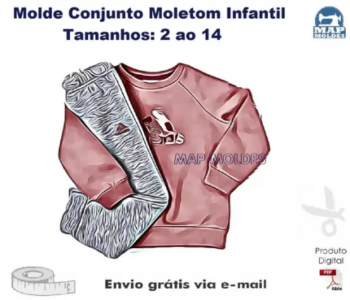 Molde Modelagem de Roupa Conjunto Agasalho Infantil