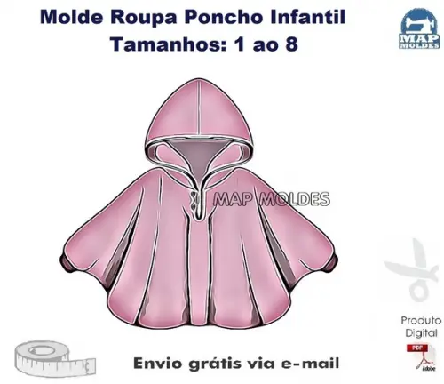 Molde Modelagem de Roupa de Poncho Infantil
