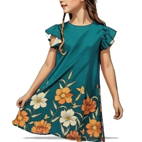Molde Modelagem em pdf Vestido Inf Babado nos Ombros 4 ao 14