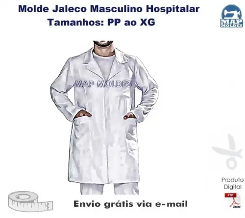 Molde Modelagem Jaleco Hospitalar Masculino