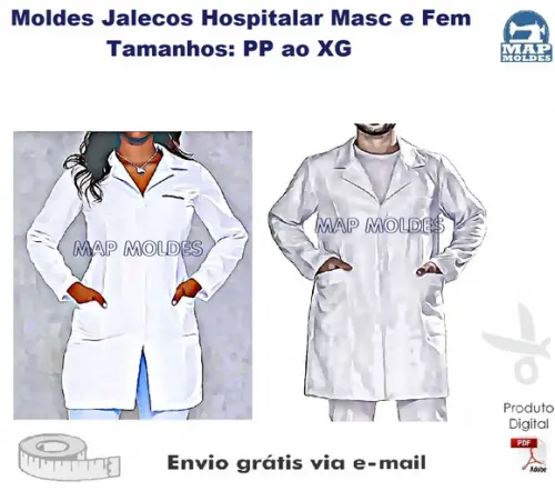 Molde Modelagem Jaleco Hospitalar Feminino e Masculino