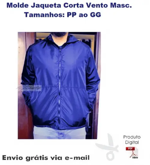 Molde Modelagem Jaqueta Corta Vento Tactel Masculina #127