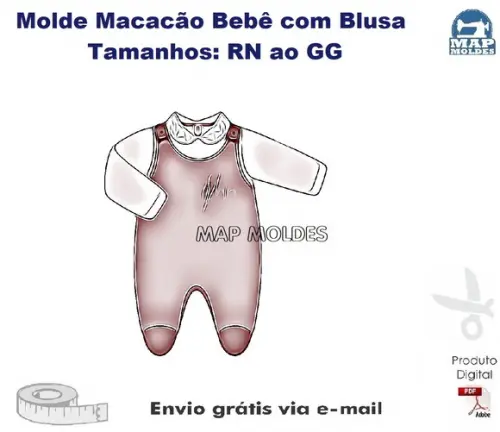 Molde Modelagem Macacão Bebê com Blusa