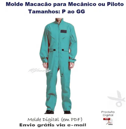 Molde Modelagem Macacão para Mecânico ou Piloto #409