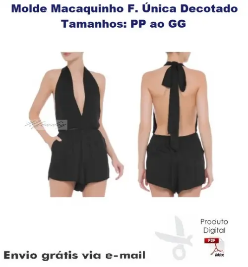 Molde Modelagem Macaquinho Fem Frente Única Decotado ref 88