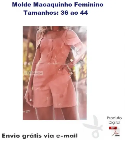 Molde Modelagem Macaquinho Feminino Lindo ref 89