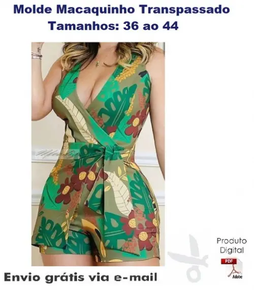 Molde Modelagem Macaquinho Feminino Transpassado ref 90