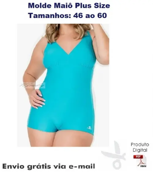 Molde Modelagem Maiô Plus Size Natação Praia 46 A 60 #117