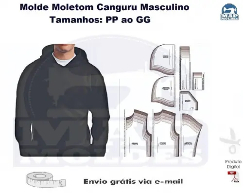 Molde Modelagem Moletom Canguru Masculino em pdf