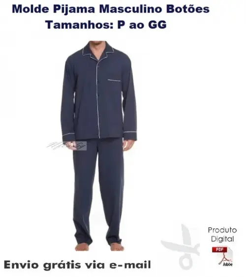 Molde Modelagem Pijama Americano Masc Longo Inverno #106
