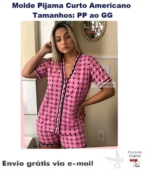 Molde Modelagem Pijama Curto Americano Malha ref 31
