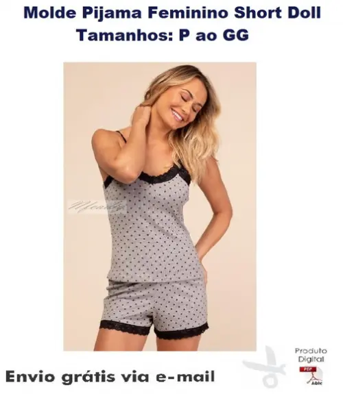 Molde Modelagem Pijama Feminino Short Doll ref 35