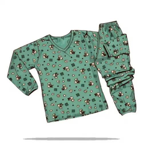 Molde Modelagem Pijama Inf Inverno 2 a 14 Anos Gola V