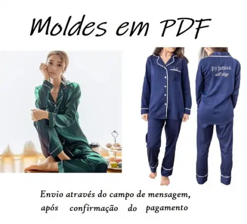 Molde Modelagem Pijama Fem Longo Luxo Cetim- Digital E-mail