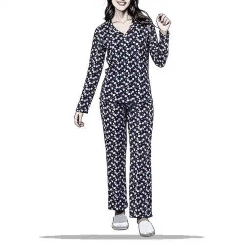 Molde Modelagem Pijama Inverno Adulto Fem Gola V do Pp ao Xg