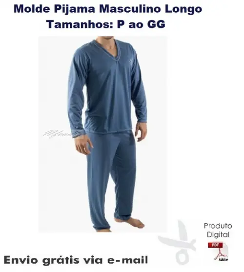 Molde Modelagem Pijama Masculino Longo Inverno #109