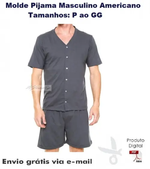 Molde Modelagem Pijama Masc Curto Com Botões Americano #108