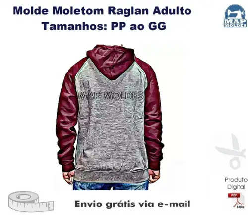 Molde Modelagem Moletom Raglan Adulto