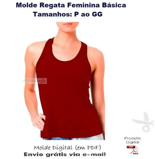 Molde Modelagem Regata Feminina Básica Tradicional #327