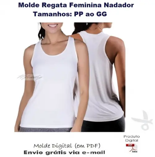 Molde Modelagem Regata Feminina Nadador (PP ao GG) #325