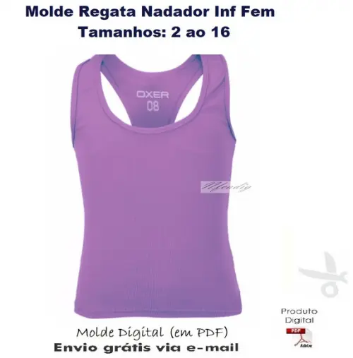 Molde Modelagem Regata Nadador Infantil Feminino #361