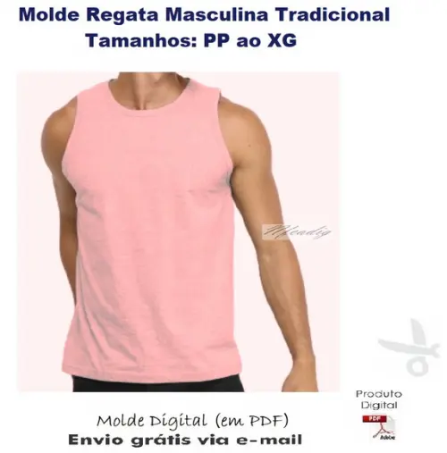 Molde Modelagem Regata Masculina Tradicional #374