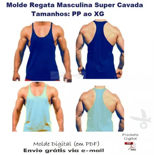 Molde Modelagem Regata Masculina Super Cavada #373