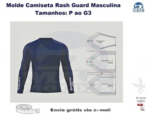 Molde Modelagem Roupa Camiseta Rash Guard Masculina Digital