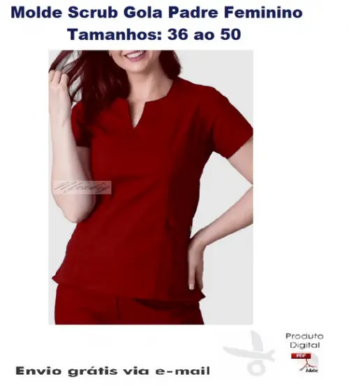 Molde Modelagem Scrub Gola Padre Feminino #160