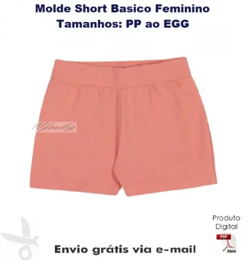 Molde Modelagem Short Basico Feminino PP ao EGG ref 24