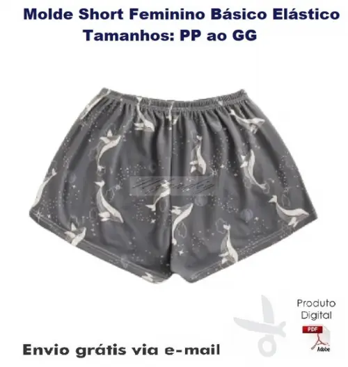 Molde Modelagem Short Feminino Básico Com Elástico ref 18