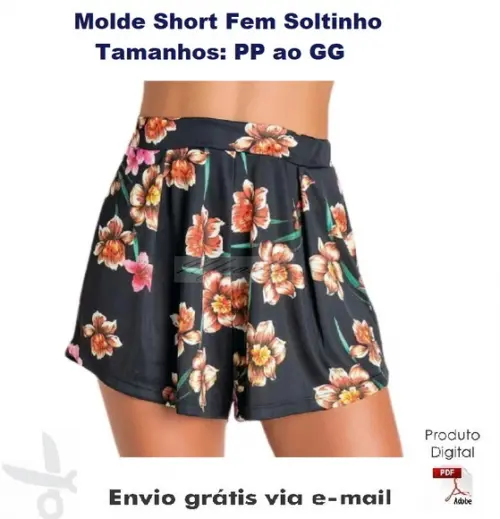 Molde Modelagem Short Feminino Soltinho ref 21
