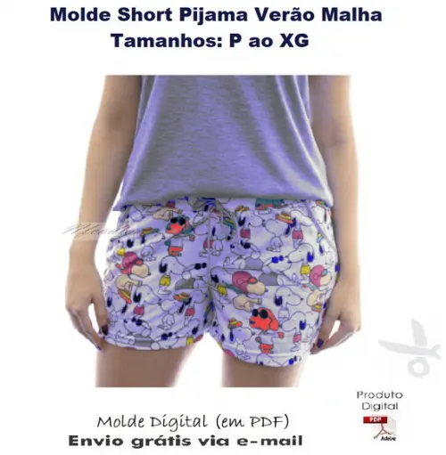 Molde Modelagem Short Pijama Verão Malha (P ao XG) #308