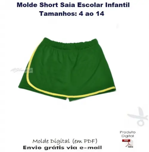 Molde Modelagem Short Saia Escolar Infantil #346