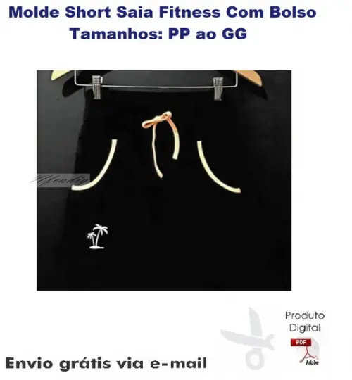 Molde Modelagem Short Saia Academia Com Bolso #131